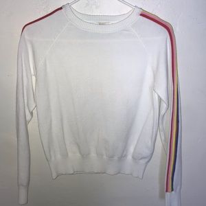white long sleeve w/ rainbow detailing on the side